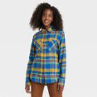 Houston White Adult Long Sleeve Button-down Shirt - Blue/garnet Red Xxs/xs