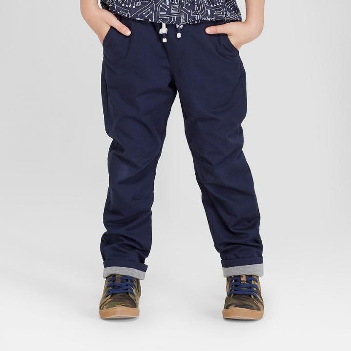 Boys' Straight Fit Pull-on Jersey Lined Pants - Cat & Jack Navy (blue)