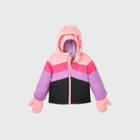 Toddler Girls' Chevron Colorblock Tech Ski Bomber Jacket - Cat & Jack Pink/purple/black 12m, Black/pink/purple