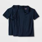 Boys' 3pk Short Sleeve Performance Uniform Polo Shirt - Cat & Jack Navy (blue)