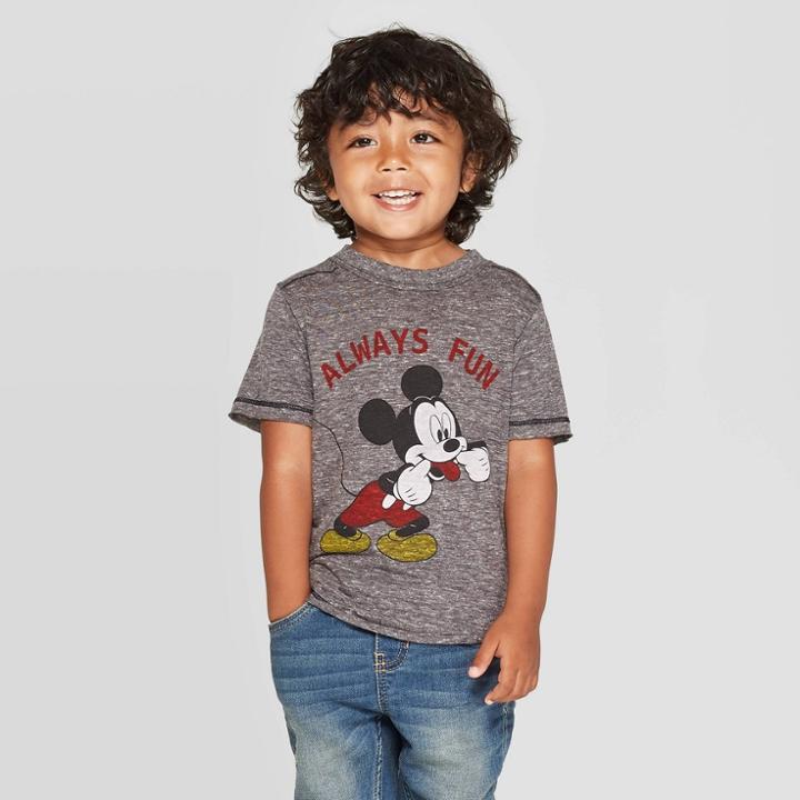 Toddler Boys' Mickey Mouse Always Having Fun Short Sleeve T-shirt - Gray