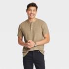 Men's Regular Fit Short Sleeve Henley Shirt - Goodfellow & Co Brown