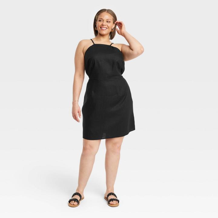 Women's Plus Size Sleeveless Open Back Dress - A New Day Black
