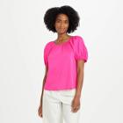 Women's Puff Short Sleeve Tie-back Top - A New Day Pink
