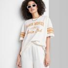 Women's Ascot + Hart Santa Monica Short Sleeve Oversized Graphic T-shirt - White