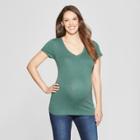 Maternity Striped Short Sleeve V-neck T-shirt - Isabel Maternity By Ingrid & Isabel Gray S, Women's, Gray