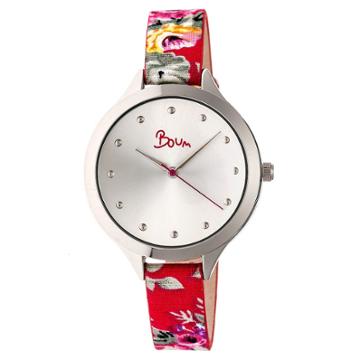 Women's Boum Bijou Watch With Floral Patterned Genuine Leather