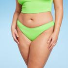 Women's Ribbed Scoop Front High Leg Cheeky Bikini Bottom - Wild Fable Green Xxs