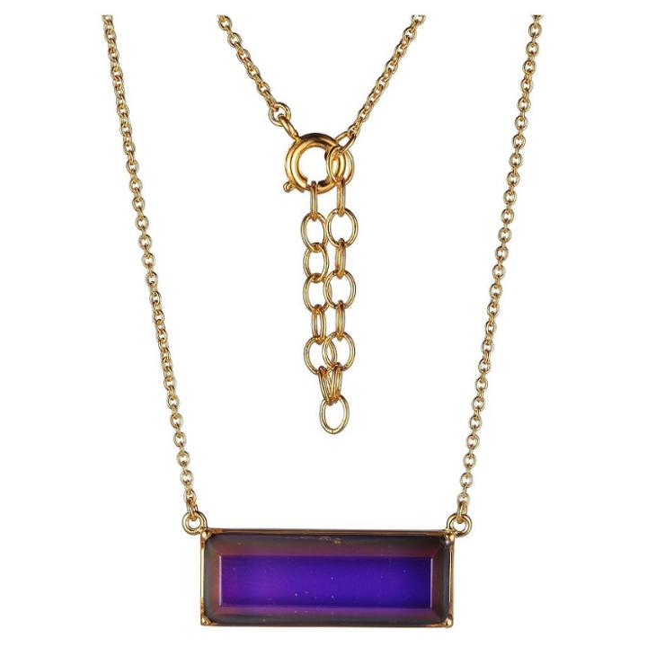 Prime Art & Jewel Color Changing 18k Yellow Gold Over Bronze Modern Thermochromic Crystal Mood Necklace