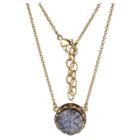 Target 18k Gold Over Fine Silver Plated Bronze Genuine Gray Druzy Necklace - 16 + 2 Extender, Girl's, Gold/gray