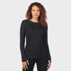 Warm Essentials By Cuddl Duds Women's Luxe Lined Jersey Thermal Crewneck Top - Black