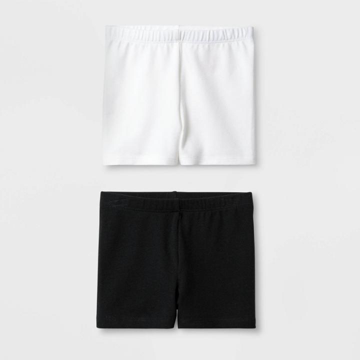 Toddler Girls' 2pk Tumble Trouser Shorts Set - Cat & Jack Black/white