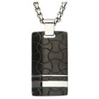 Inox Jewelry Men's Steel Art Stainless Steel And Black Ip Patterned Dog Tag Pendant With Chain (22), Black/silver