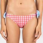 Sugar Coast By Lolli Women's Gingham Cheeky Hipster Bow Bikini Swim Bottom - Red Gingham - M - Sugar Coast By
