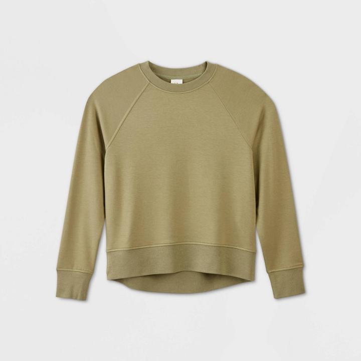 Women's Raglan Sleeve Sweatshirt - A New Day Olive Xs, Women's, Green