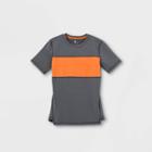 Boys' Short Sleeve Chest Striped T-shirt - All In Motion Gray/orange