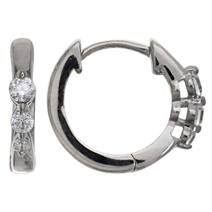 Distributed By Target Women's Huggie Hoop Earrings With Clear Cubic Zirconia - Clear/gray