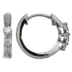 Distributed By Target Women's Huggie Hoop Earrings With Clear Cubic Zirconia - Clear/gray