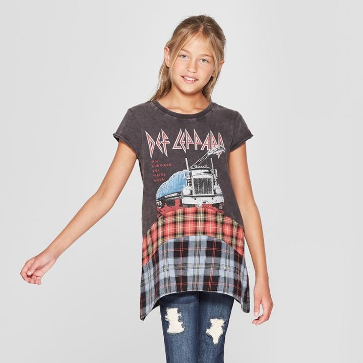 Junk Food T-shirt Def Leppard Black Xl(14-16), Girl's