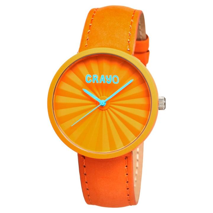 Women's Crayo Pleats Watch With 3d Pleat Pattern Dial - Orange