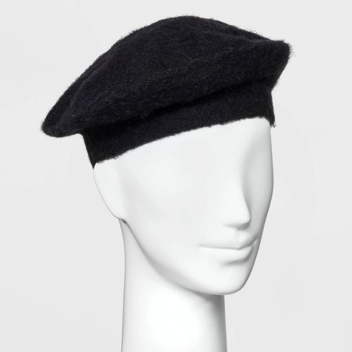 Women's Solid Beret - Wild Fable Black