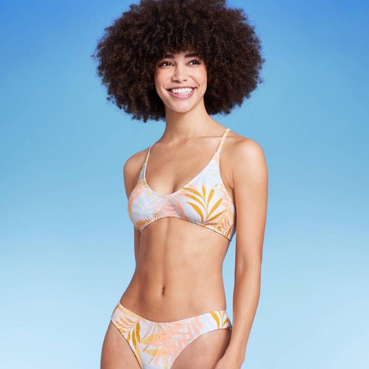 Women's Scoop Bralette Bikini Top - Wild Fable Tropical Print Xxs, One Color