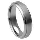 Men's Daxx Titanium Stepped Edge Brushed Center Band - Silver