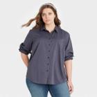 Women's Plus Size Long Sleeve Button-down Shirt - Universal Thread Dark Gray