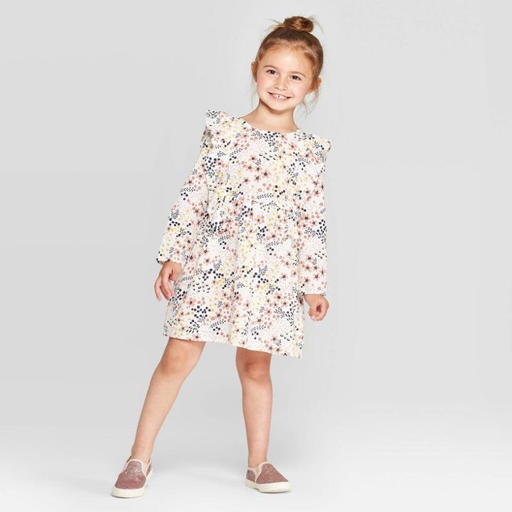 Toddler Girls' Long Sleeve Floral Ruffle Dress - Art Class 18m, Girl's,