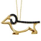 Target 1/10 Ct. T.w. Round-cut Black Diamond Prong Set Dog Pendant - Yellow