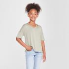 Girls' Cold Clavicle Short Sleeve T-shirt - Art Class Gray