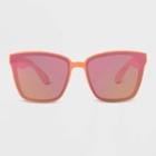 All In Motion Women's Matte Plastic Square Sunglasses With Pink Lenses - All In