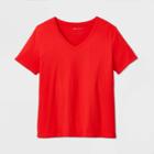 Women's Plus Size Short Sleeve V-neck Essential T-shirt - Ava & Viv Red 1x, Women's,