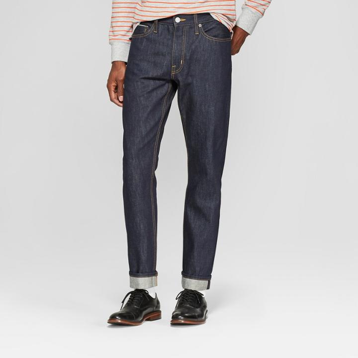 Target Men's Slim Fit Selvedge Denim - Goodfellow & Co Dark Rinse