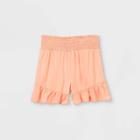 Girls' Smocked Waist Ruffle Shorts - Art Class Pink