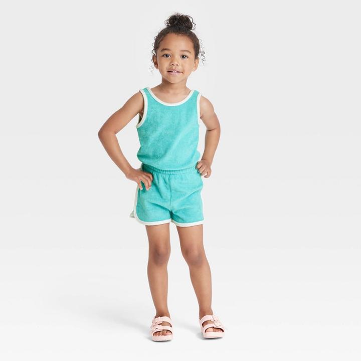 Toddler Girls' Romper - Cat & Jack Teal