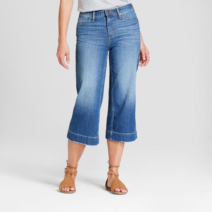 Women's High-rise Wide Leg Crop Jeans - Universal Thread Medium Wash