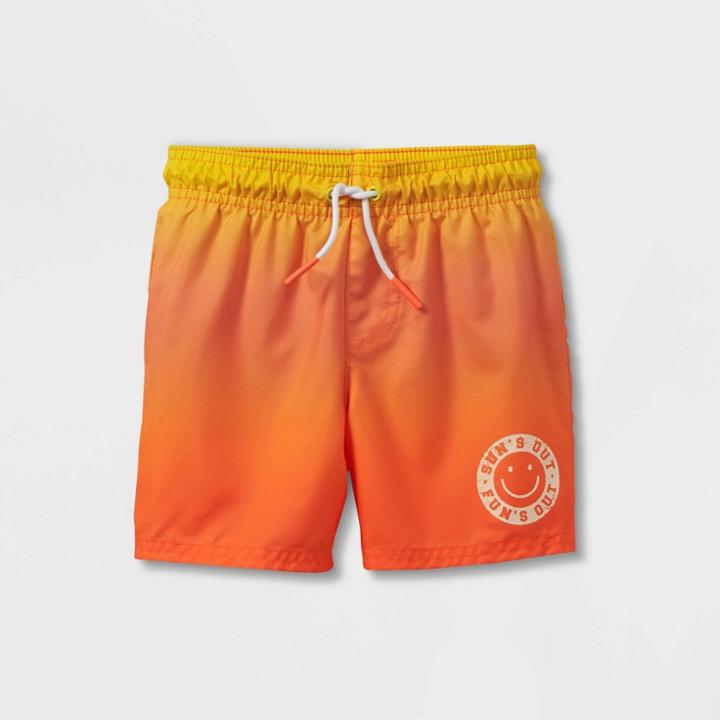 Toddler Boys' Ombre Swim Trunks - Cat & Jack 12m, Orange/blue/brown
