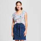 Women's Floral Print Short Sleeve Asymmetrical Blouse - A New Day