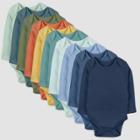 Honest Baby Boys' 10pk Rainbow Gems Organic Cotton Long Sleeve Bodysuit - Newborn, Nickel