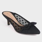 Women's Kitty Polka Dot Bow Kitten Heeled Mules - Who What Wear Black