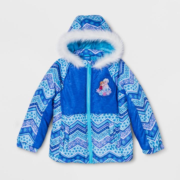 Disney Girls' Frozen Puffer Jacket - Blue