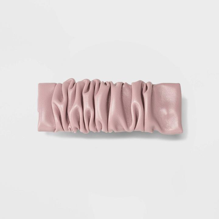 Rouched Faux Leather Barrette Hair Clip - A New Day