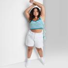 Women's Plus Size Super-high Rise Utility Bermuda Jean Shorts - Wild Fable White