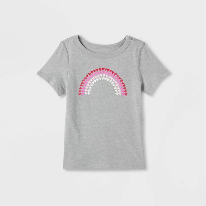Toddler Girls' Adaptive Short Sleeve Graphic T-shirt - Cat & Jack Gray