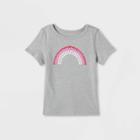 Toddler Girls' Adaptive Short Sleeve Graphic T-shirt - Cat & Jack Gray