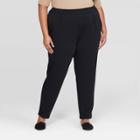 Women's Plus Size Mid-rise Straight Fit French Terry Pants - A New Day Black X, Women's