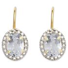 Target 2.20 Carat Tw Oval-cut White Topaz And Diamond Accent Leverback Earrings Gold Plated (ij-i2-i3) (april), Girl's,