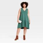 Women's Ruffle Sleeveless Hem Knit Dress - A New Day Teal