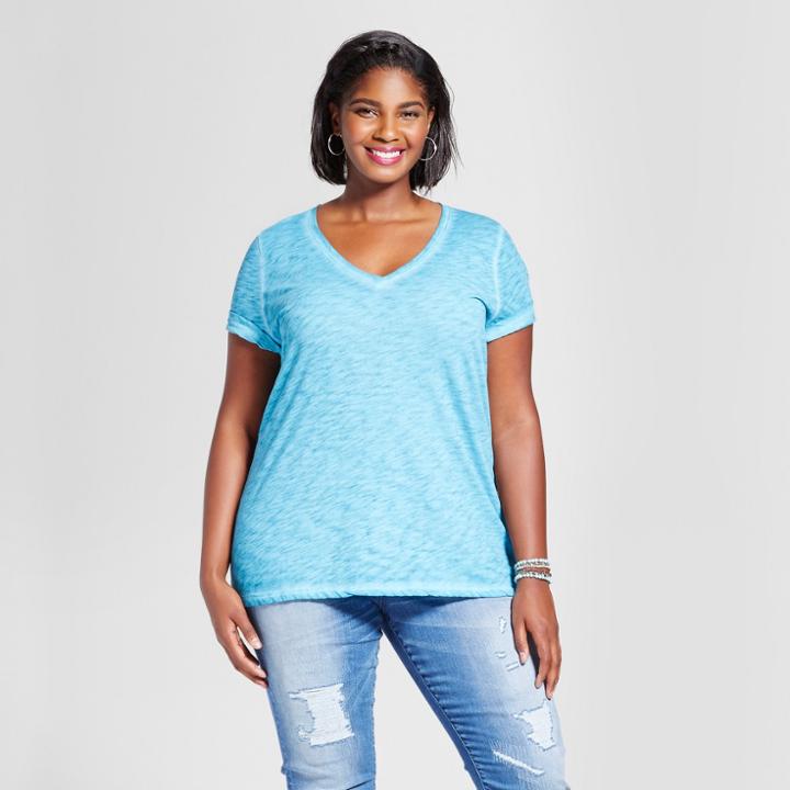 Women's Plus Size V-neck T-shirt - Ava & Viv Deep Teal